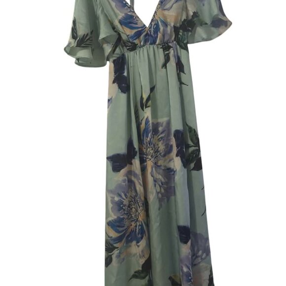 Show Me Your Mumu Blue Floral Faye Flutter Maxi Dress size xxs - Picture 3 of 7